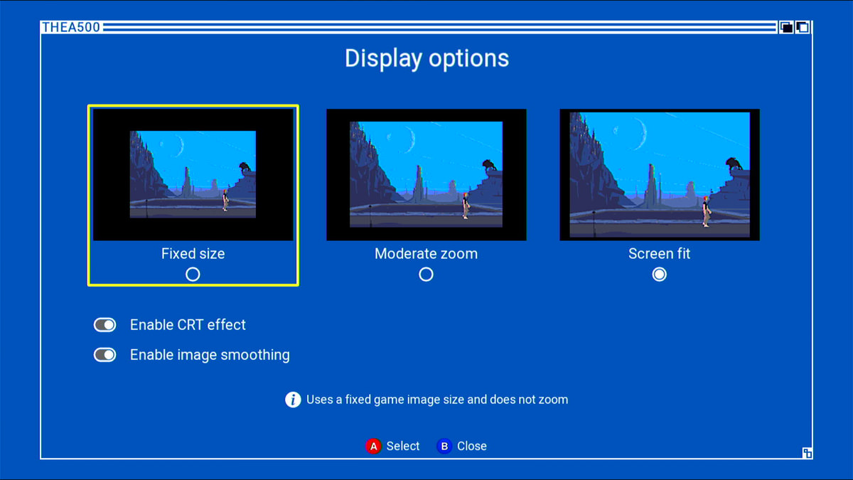 Katso lähemmin A500 Mini: display options