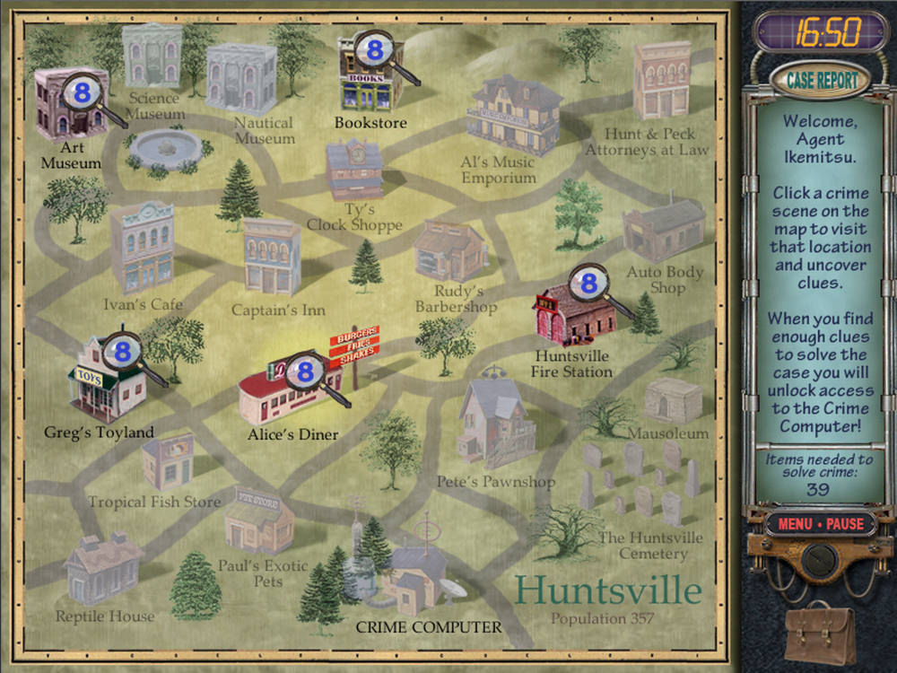 Katso lähemmin Mystery Case Files Huntsville: map